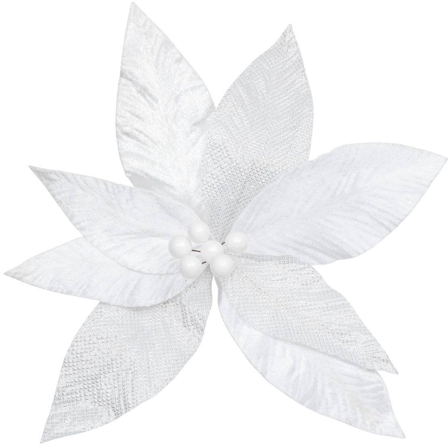 Feeric lights & Christmas Witte kerstster met bladeren, 27 cm Doré