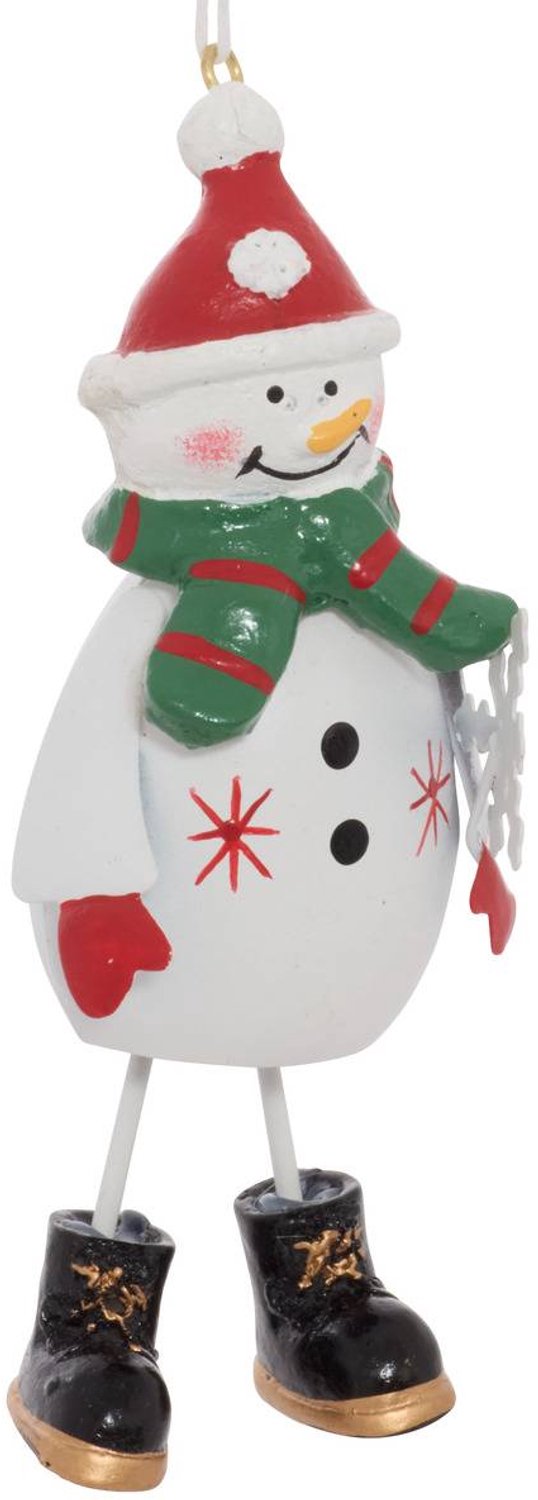 Feeric lights & Christmas Kerstboomversiering met de Kerstman en een sneeuwpop, van rood en wit metaal, 12 cm