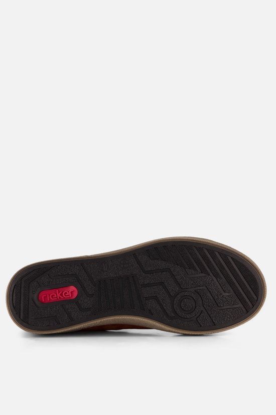 Bruine Rieker buitenzool met profiel en rood Rieker-logo.