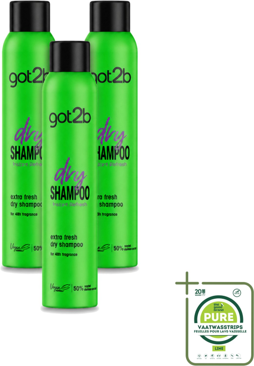 3 x Got2B - Droogshampoo - Extra Fresh - 200 ml - Grootverpakking - Vaatwasstrips - Droog Haar - Fris Haar - Droogshampoo - Haarkleur - Haartextuur