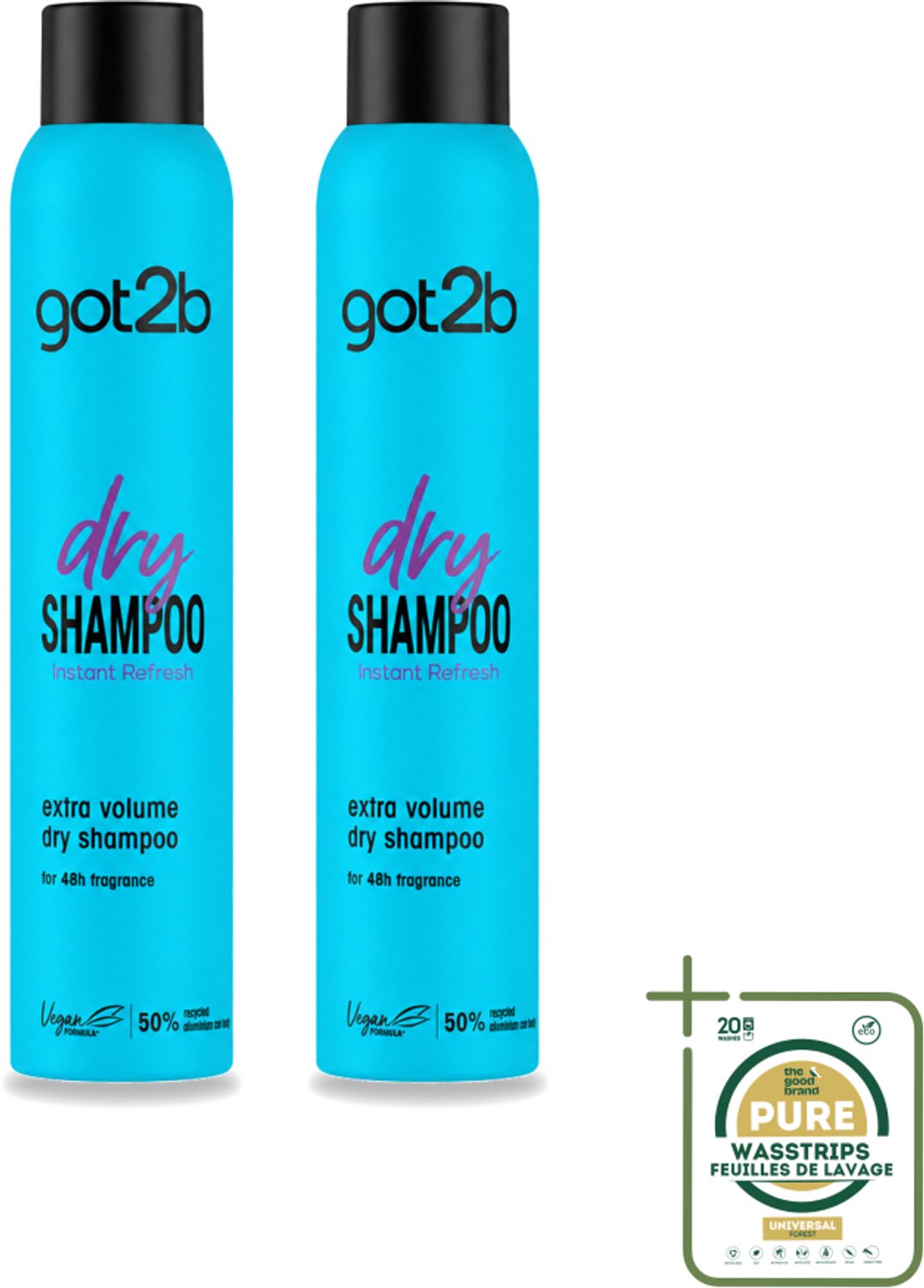 2 x Got2B - Droogshampoo - Fresh & Fabulous Volume - 200 ml - Wasstrips - Droogshampoo - Fris Haar - Volume Haar - Snel Opfrissen - Droog Haar