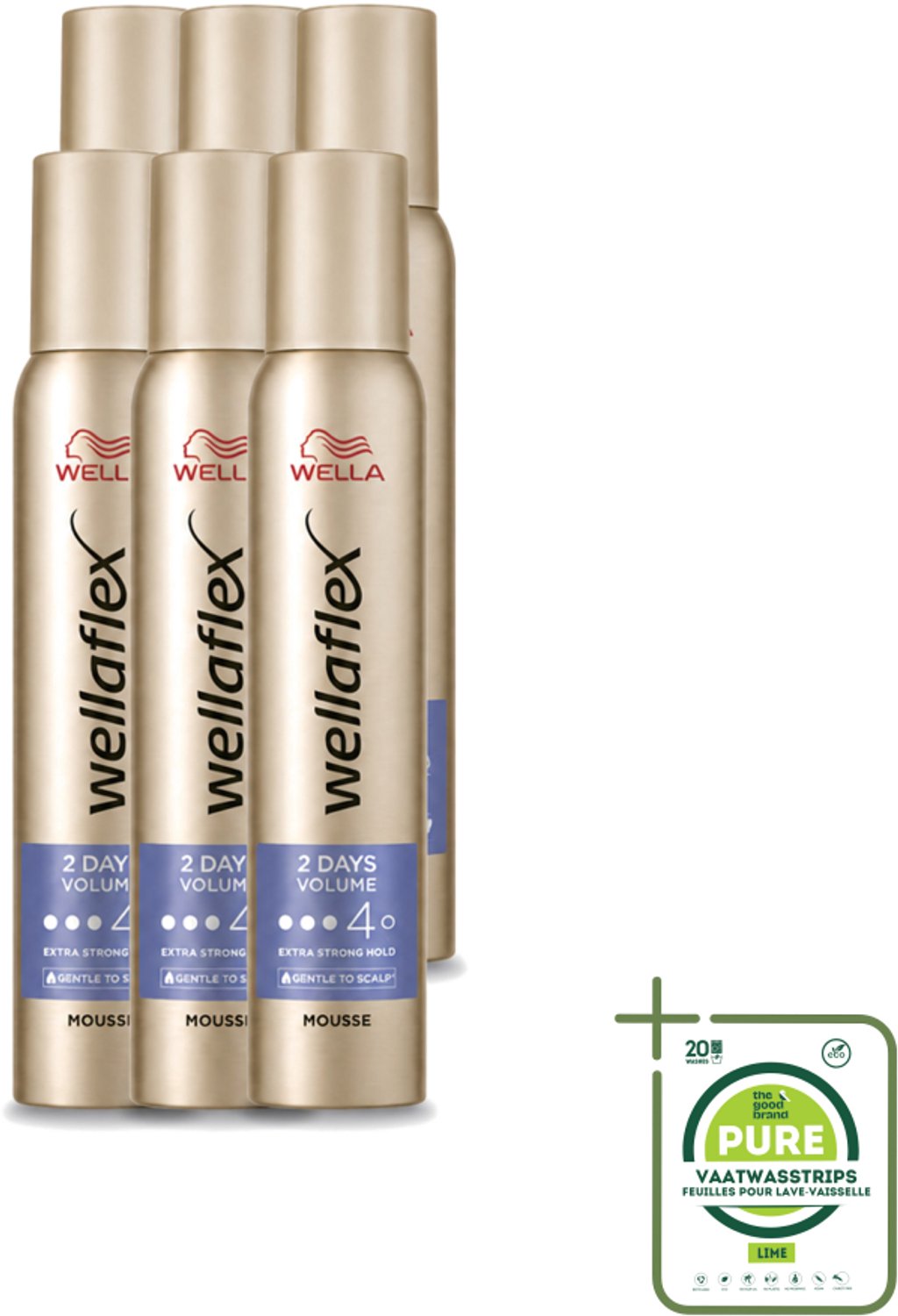 6 x Wella – Flex 2 Days Volume – Haarmousse – 200 ml - Grootverpakking - Vaatwasstrips - 2 Dagen Volume - Haarmousse - Volume Haar - Extra Hold - Flexibiliteit Haar