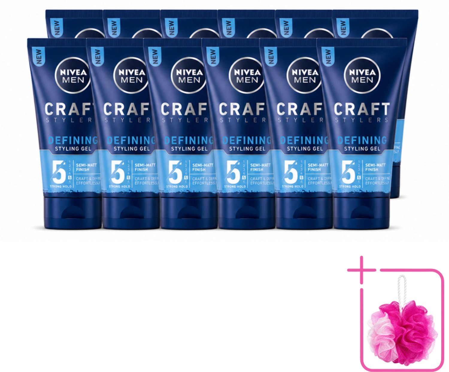 12 x NIVEA MEN - Styling Gel - Matte Finish - 150 ml - Bulkverpakking - Haarkleur - Douchemop - Haartypen