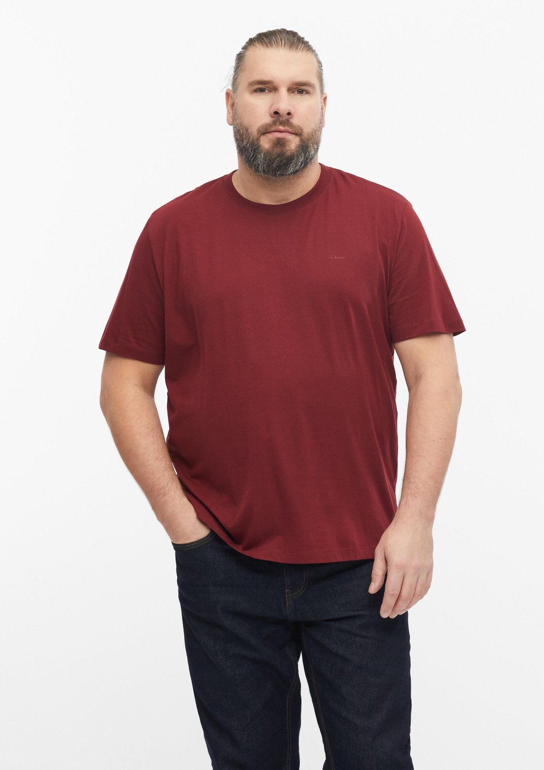 s.Oliver - male - Katoenen T-shirt met logo-opdruk