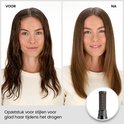 Avant-après avec l'embout de lissage pour des cheveux lisses durant le séchage.