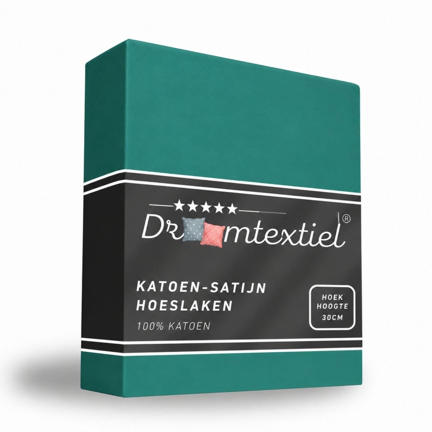 Droomtextiel Hoeslaken Katoen-Satijn - Groen - 200x220 cm - Hoogwaardige Kwaliteit - Super Zacht - Hoge Hoek