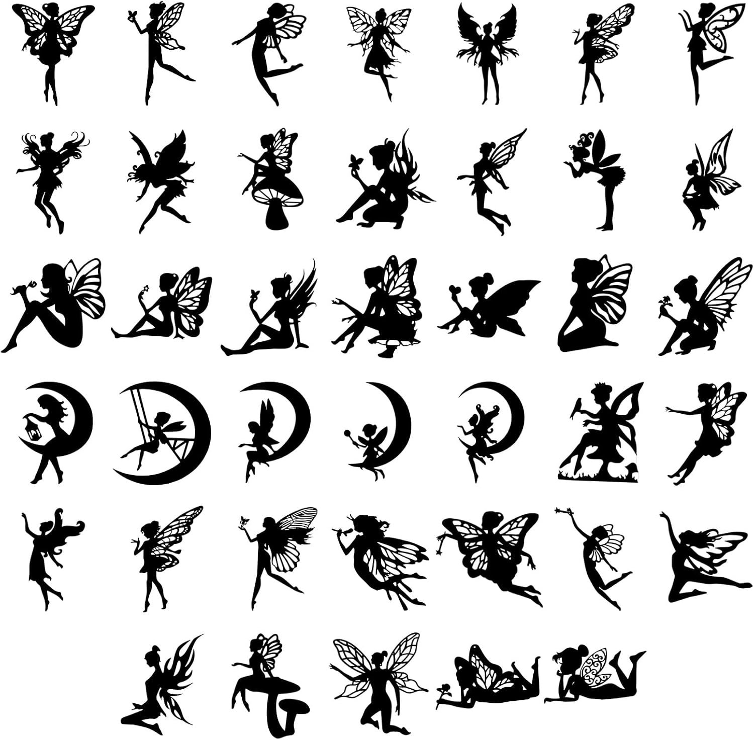 40x Fee Figuurtjes Stickers - Decoratie voor Glas, Scrapbook & Meer