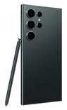 Achterkant van een grijze Galaxy S24 Ultra met Samsung-logo en styluspen aan de zijkant.