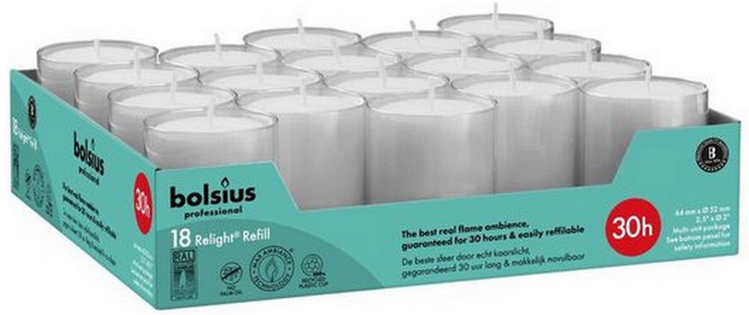 Bolsius | Relight 30 Uur Grijs | 4 x 18 stuks
