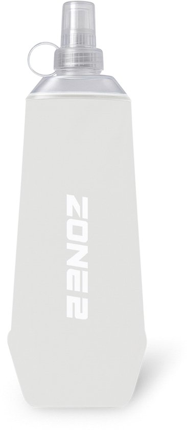 Gourde souple ZONE2 blanche de 500ml avec logo et embout pratique.