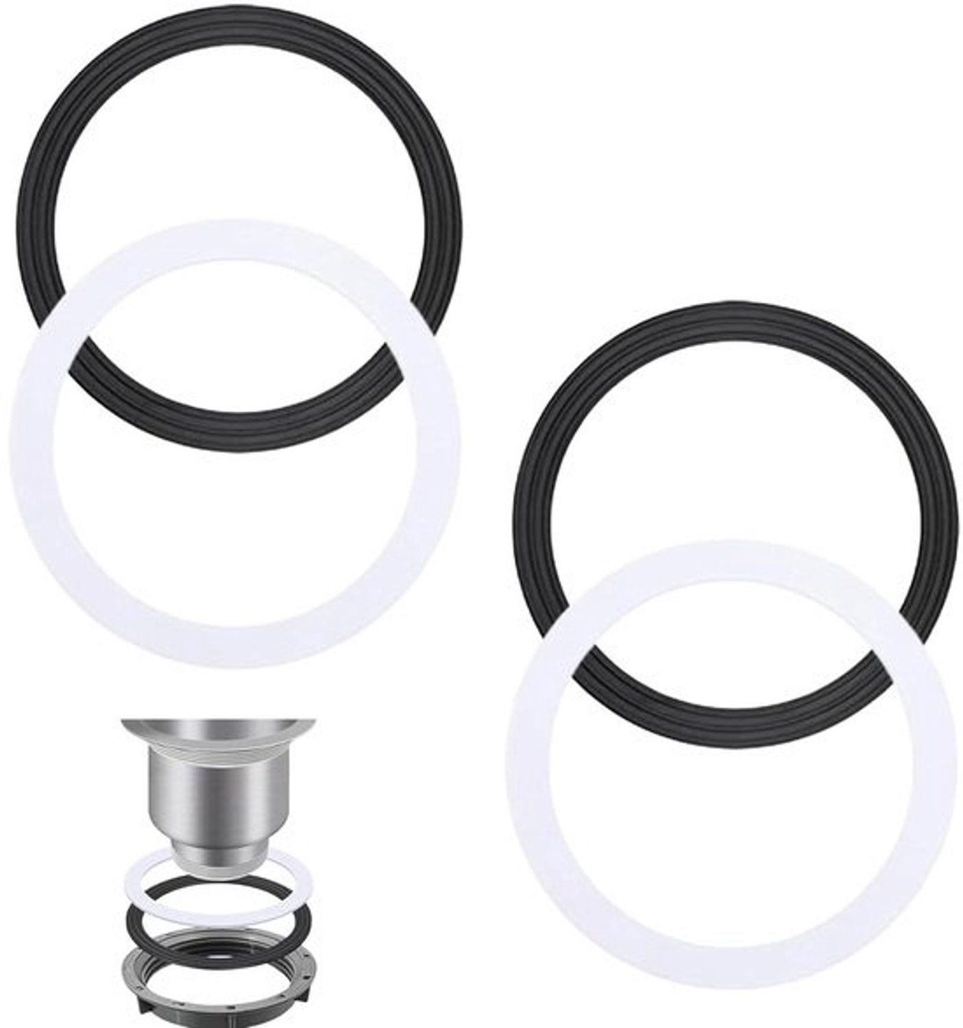 Wastafel-O-ring - Afdichtring - Lekken tegengaan - Universele pasvorm - 4 stuks 110 mm - Zwart/wit