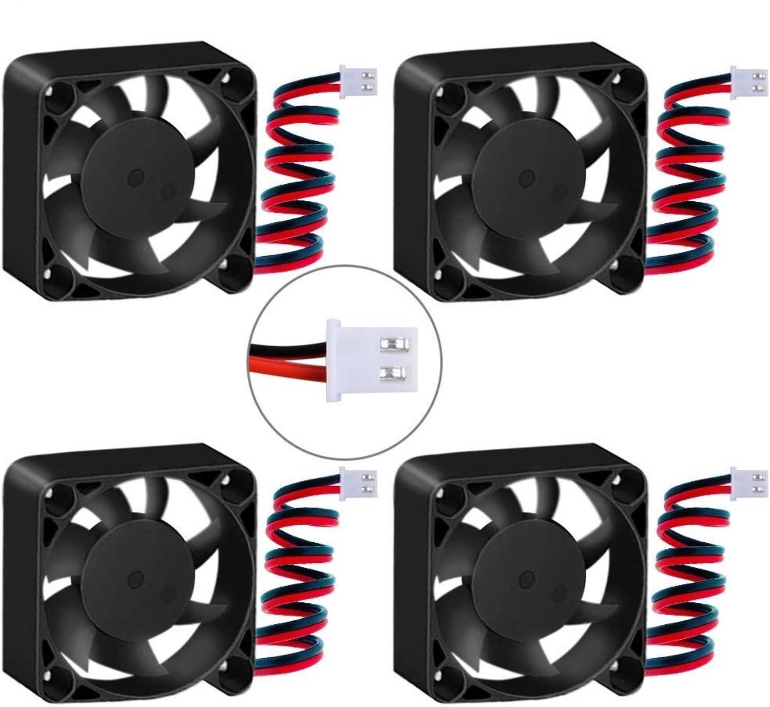 Set van 4 3D Printer Ventilatoren, 12V, 0.08A, 40x40x10mm, DC Fans met 28cm Kabel voor 3D Printers, Koeling en Vervangingen