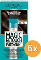 x6 L’Oréal Paris Magic Retouch Permanent 3 - Donkerbruin - Permanente haarkleuring