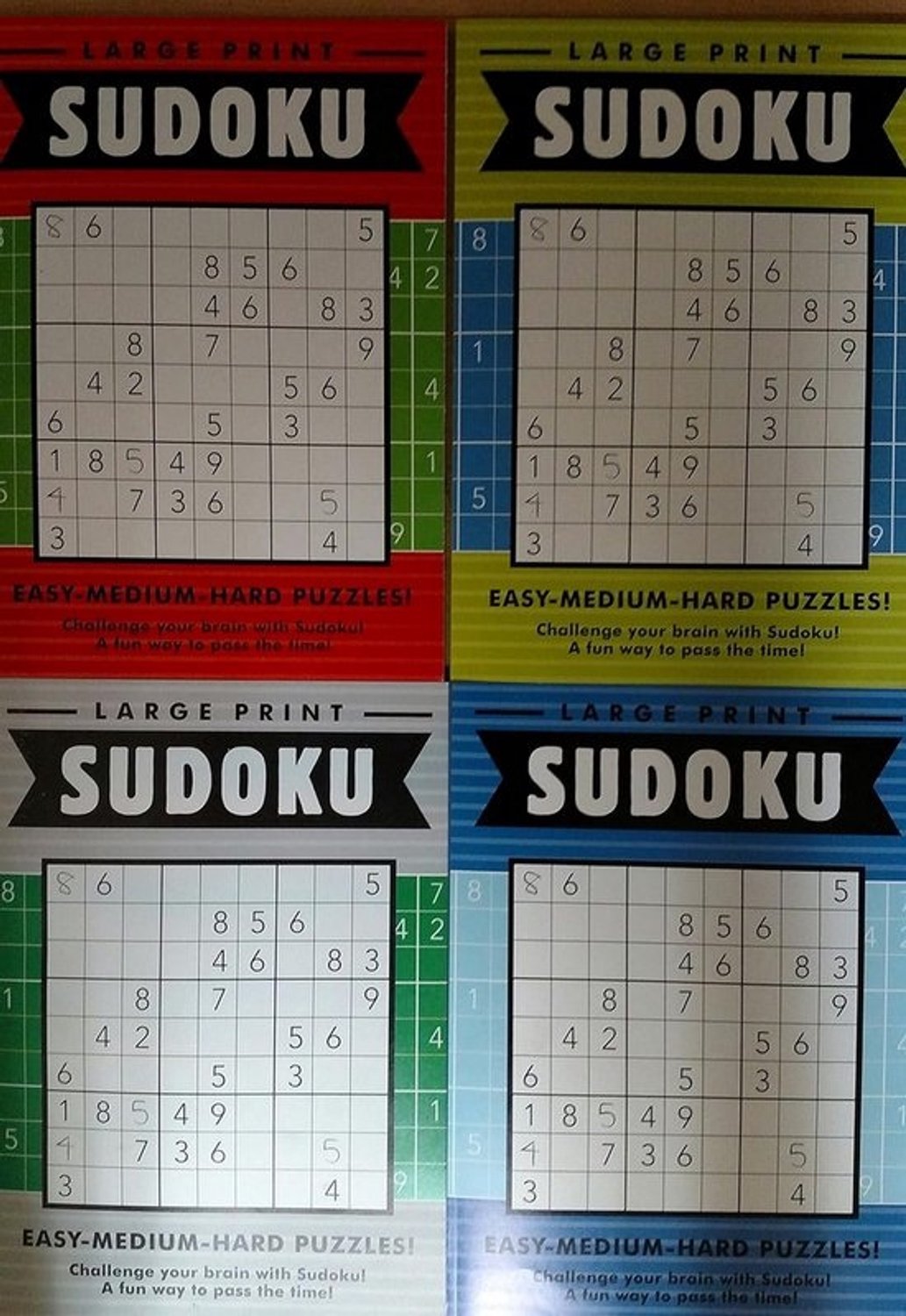 Sudoku-puzzelboek met grote cijfers - Makkelijk, gemiddeld en moeilijk