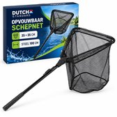 Dutch Standard Opvouwbaar Schepnet - Landingsnet 35 x 35 cm - Vaste Steel 100 cm - Fijnmazig - Zwart