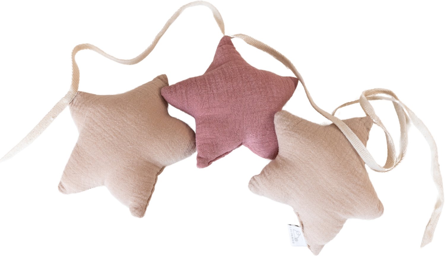 LILIMAUS Sterren slinger kinderkamer - stoffen slinger van mousseline katoen - 300 cm - roze en zachtroze