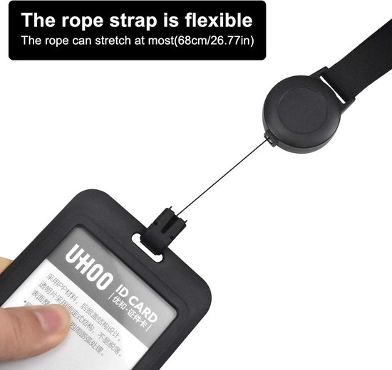 ID Kaart Houder met Lanyard en Retractable Badge Reel voor Kantoor, School en Zakelijke Reizen - Geschikt voor Mannen en Vrouwen — afbeelding 3