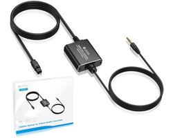 192KHz DAC SPDIF naar 0.3cm Converter met 1m Optische en 1m Audio Kabel, Digitale naar Analoge Audio Converter, Ondersteunt PCM voor TV, STB en DVD Spelers