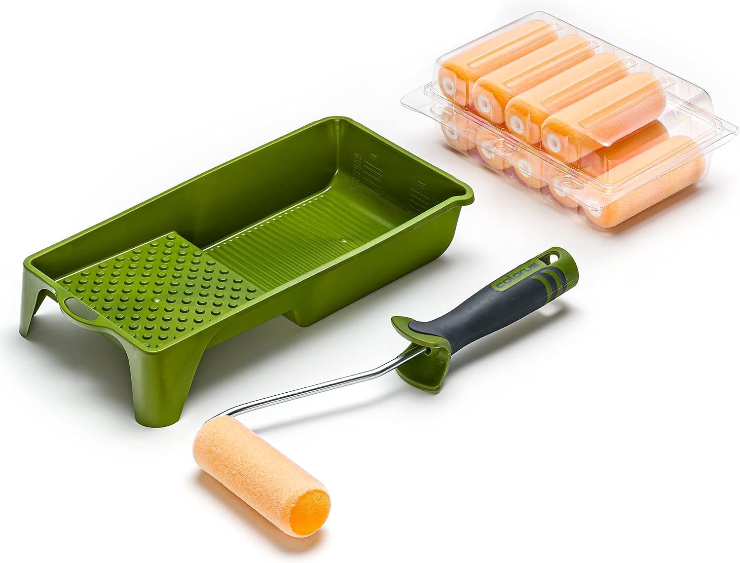 9-delige Verfroller Set - Flock Rollers 11cm met Verfbak