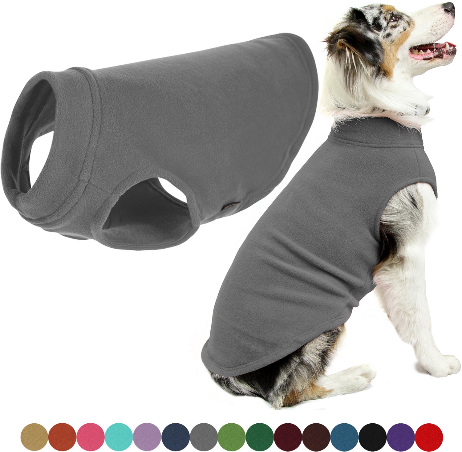 Gooby Stretch Fleece Vest Hondenjas - Warme hondentrui voor kleine honden - Grijs - 5X-Large