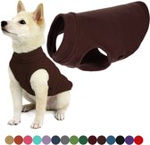 Gooby Stretch Fleece Vest Hondenjas - Warme hondentrui voor kleine honden - Bruin - Medium