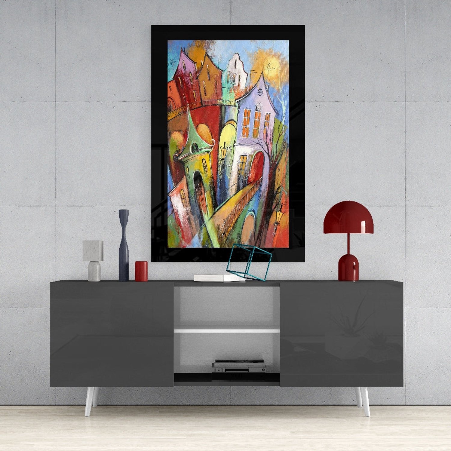 Glasschilderij – Huizen – Eigentijdse Wandkunst