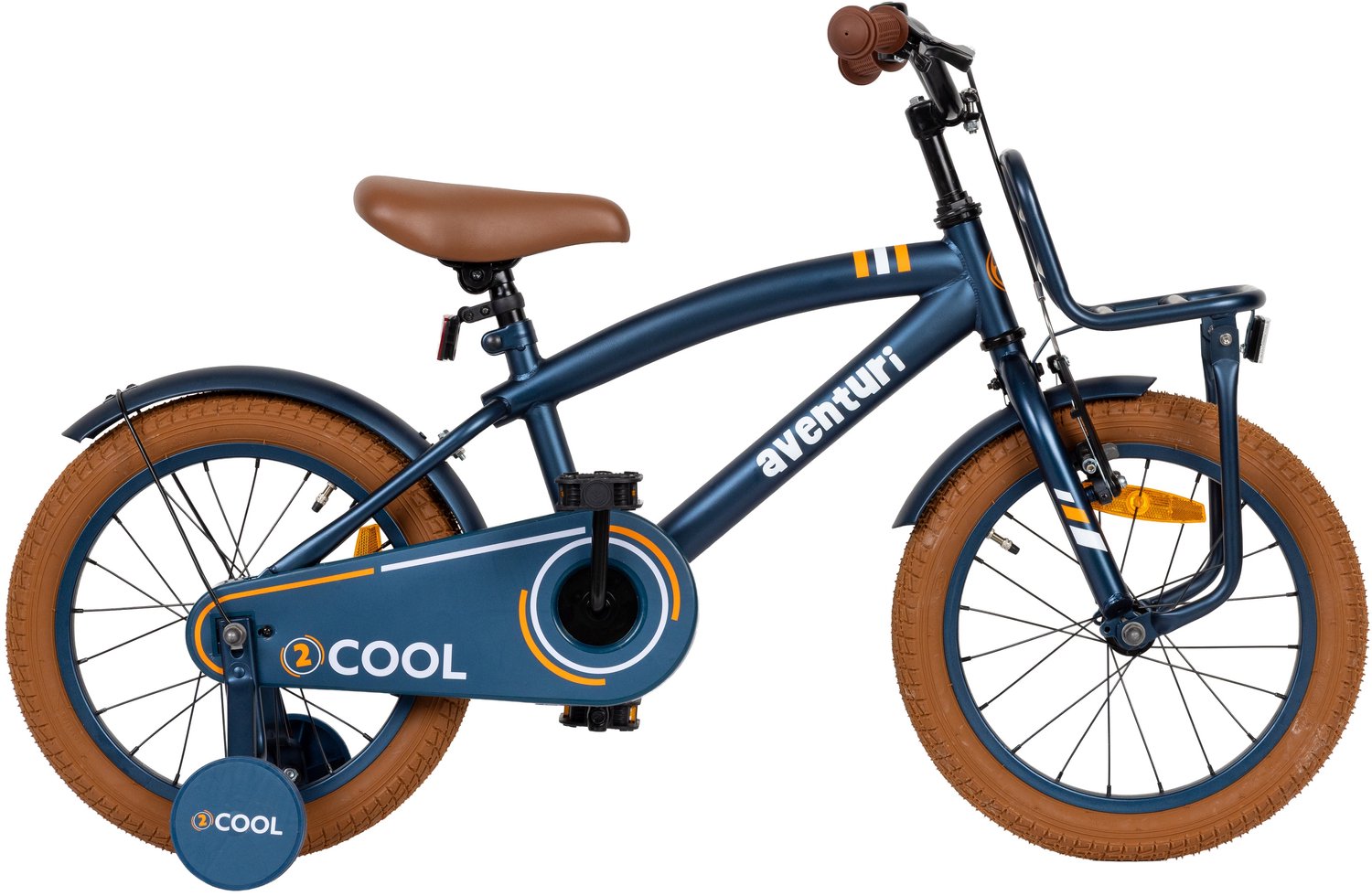 Aventuri 2Cool 3.0 Jongensfiets 16 Inch Kinderfiets voor 4 tot 6 Jaar 100-115 cm Met Zijwieltjes Blauw