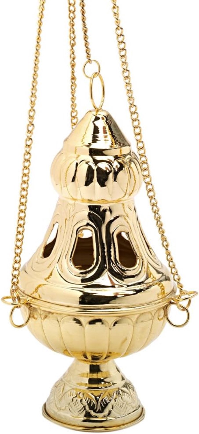Merkloze Gouden Rookton met Ketting en Binnenkom, 85 cm