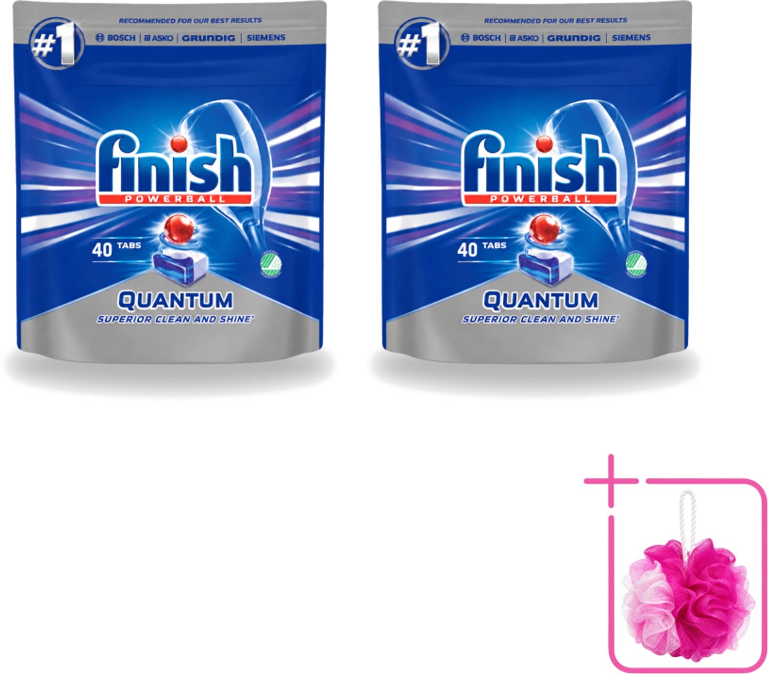 2 x Finish – Vaatwastabletten – Quantum Regular – 40 Capsules - Bulkverpakking - Vaatwastabletten - Douchemop - Vaatwasser