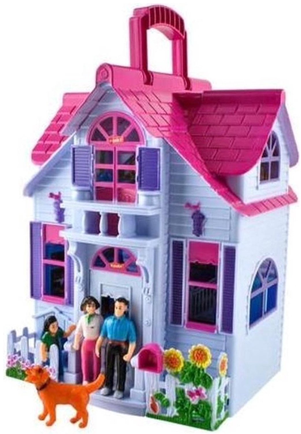 Ilso Poppenhuis Uitklapbaar - Opvouwbaar huis voor poppen - Moderne Uitstraling - Inclusief Meubeltjes - Poppenhuis met Kamer Meubels - Draagbaar Poppenhuis