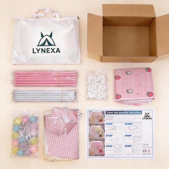 LYNEXA® - Speeltent - Kindertent - Speelhuis - Speeltent meisjes - Speeltent jongens - Speelhuisje binnen - Incl. Zachte Mat, Verlichting, Opbergtas – Roze — cadeau in Spellen & Speelgoed - foto 7