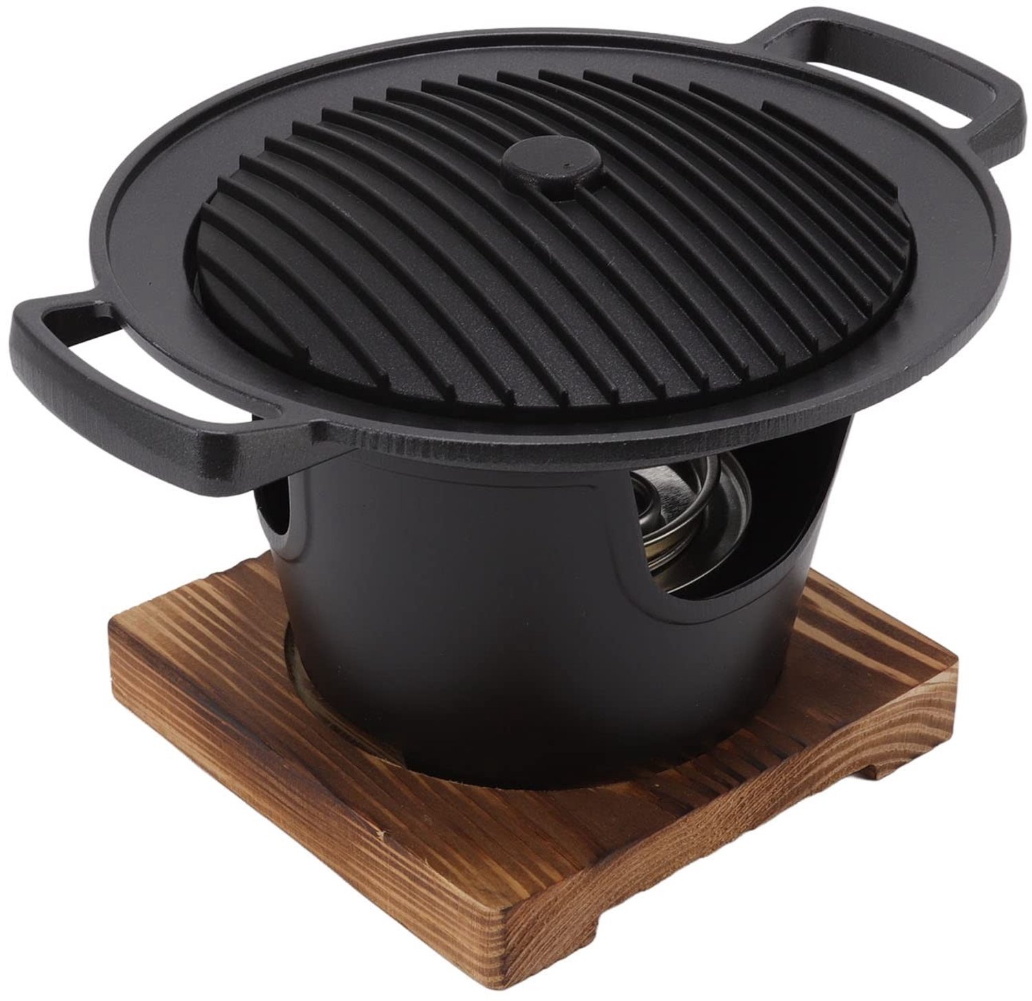 Draagbare Houtskool Grill met Houten Frame voor Smokeless Barbecue