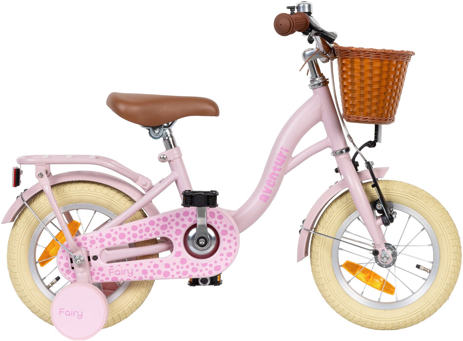 Aventuri Fairy 3.0 Meisjesfiets 12 Inch Kinderfiets voor 2 tot 4 Jaar 90-105 cm Met Zijwieltjes Roze