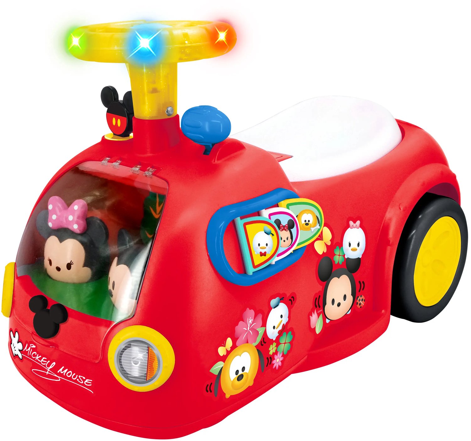 KIDDIELAND Mickey Ride 'N Go loopauto met geluid en licht, inclusief Zoom-opbergbox