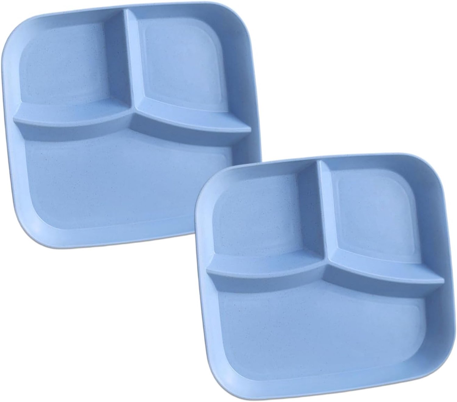 2 tarwe stro vezel portie controle plaat verdeeld, rechthoekige bariatrische platen met verdelers, dieet portie controle gewichtsverlies plaat, 3 compartiment maaltijd schotel voor volwassenen (blauw)