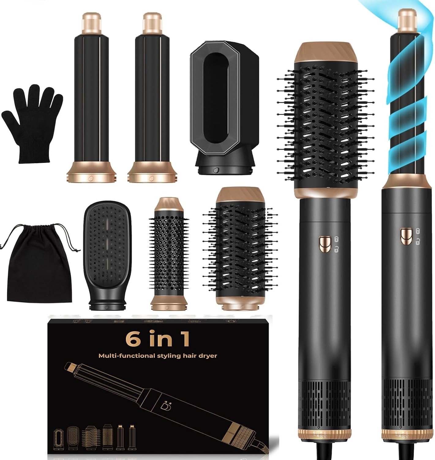 Hairstyler - Glanzend Zwart - 6-in-1 Multistyler met Airflow Technologie - Voor Haarstyling