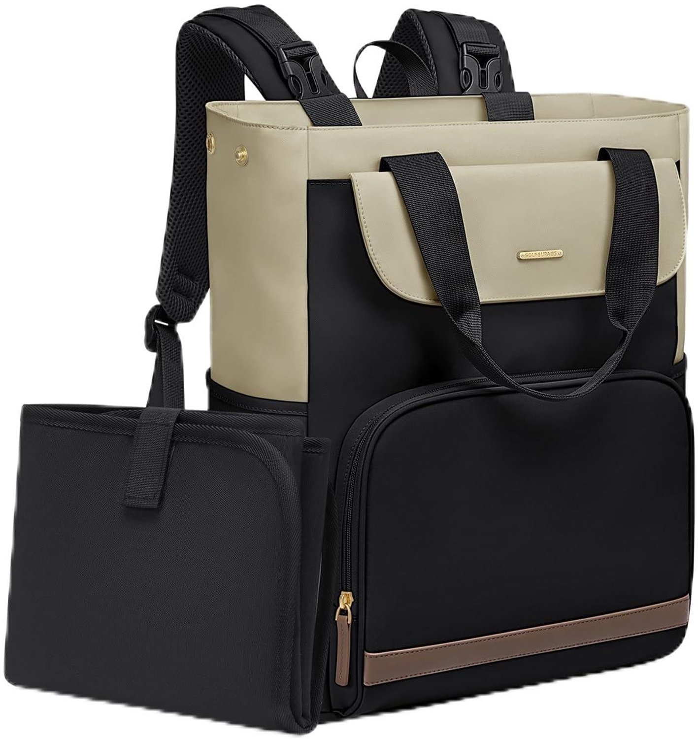 Multifunctionele Luiertas Rugzak 25L met Aankleedkussen en Kinderwagenhaken - Zwart & Groen