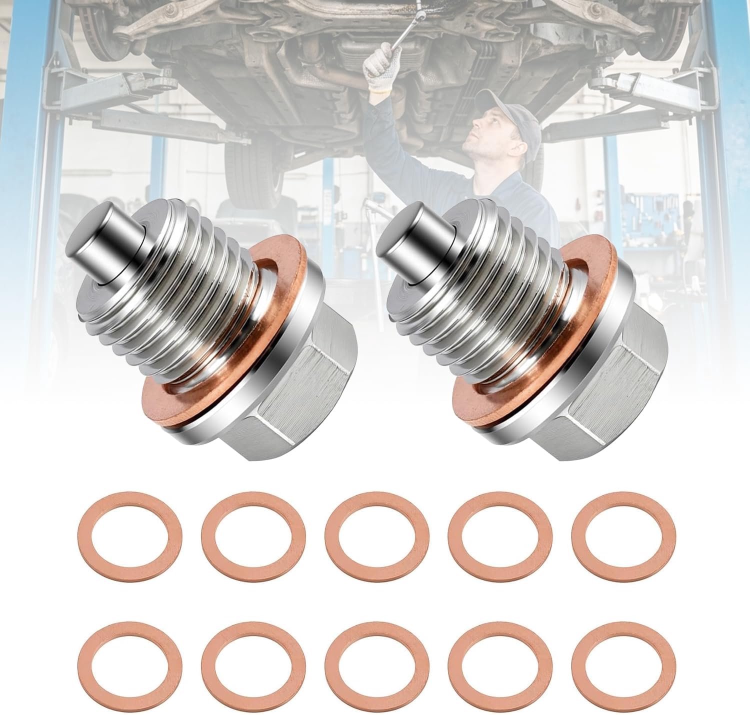 Olieafvoerschroef M14 x 1,5 - 2 stuks roestvrij staal - magnetisch - verlengt motorlevensduur - Homevero