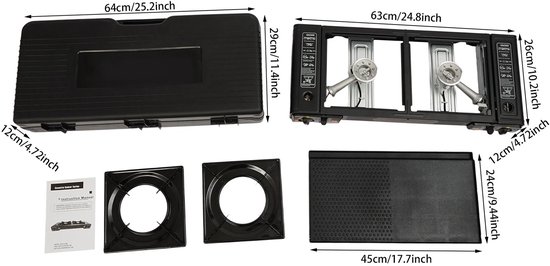 Seth Select Camping Gasfornuis - 2-Pits – Draagbaar Gasstel met Bakplaat – 2,5 kW – Automatische Ontsteking – Butaan & LPG – Draagtas — afbeelding 4