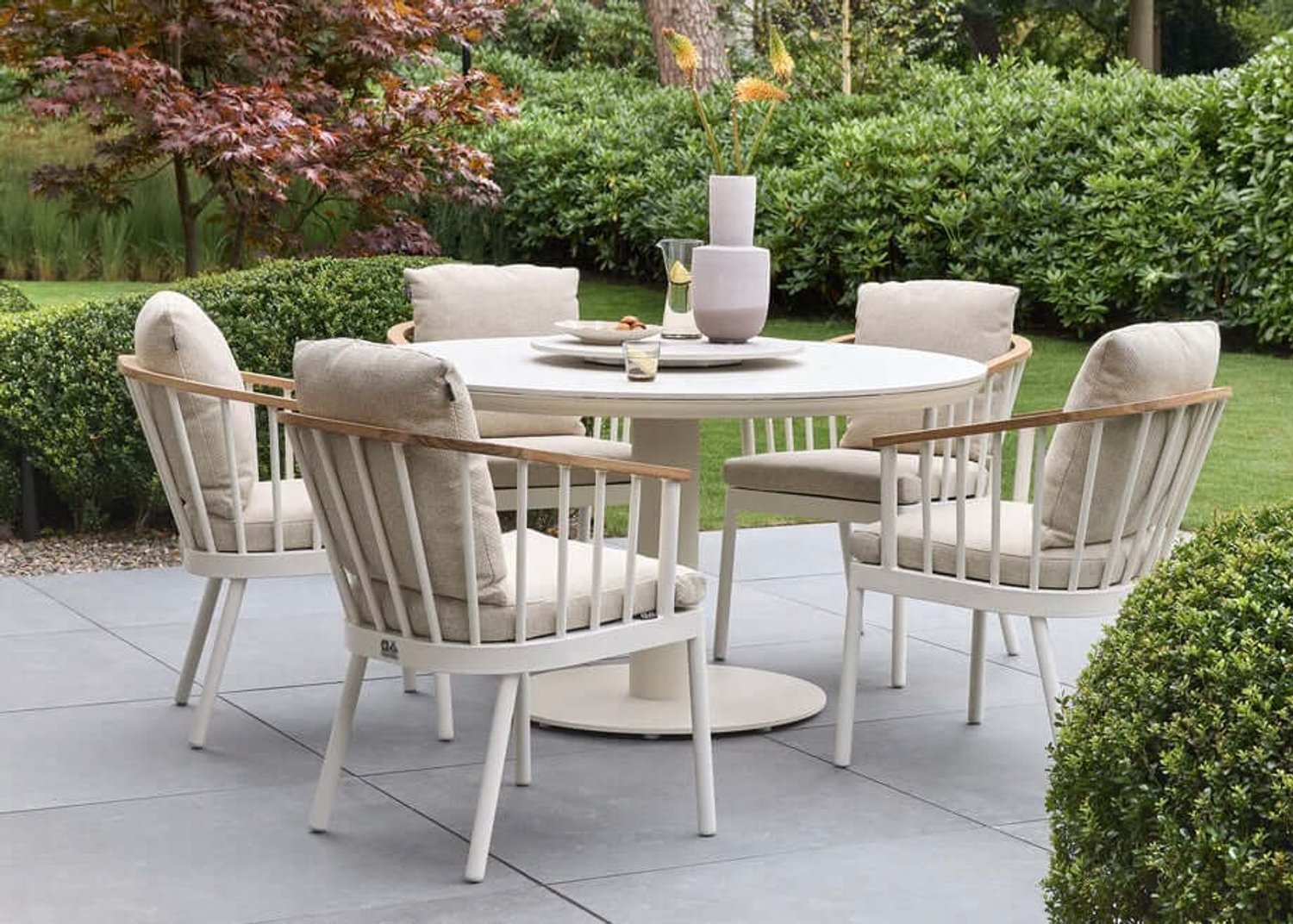 Apple Bee Condor Garden Dining Set Ø 140 cm - 5-piece - Oyster