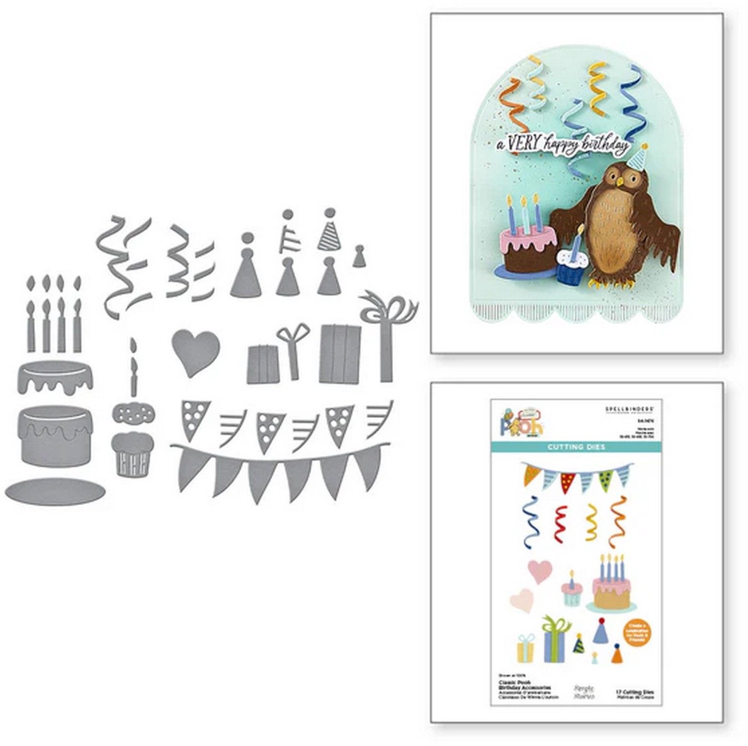 Spellbinders Snijmallen - Classic Pooh Birthday Accessories - 17 st.