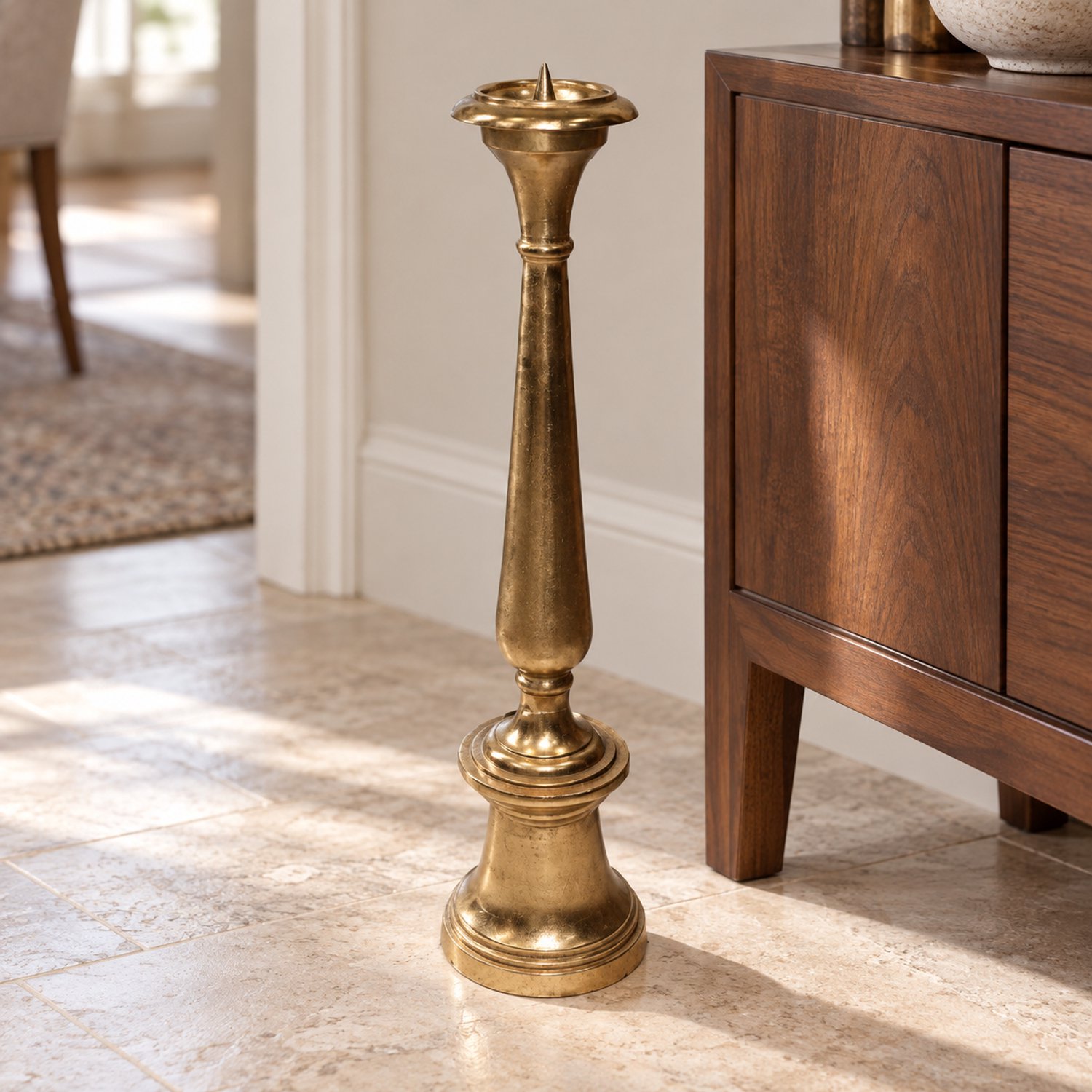 Hoppa! Kandelaar op sierlijke voet - Goud - 15 x 15 x 62 cm (B x D x H)