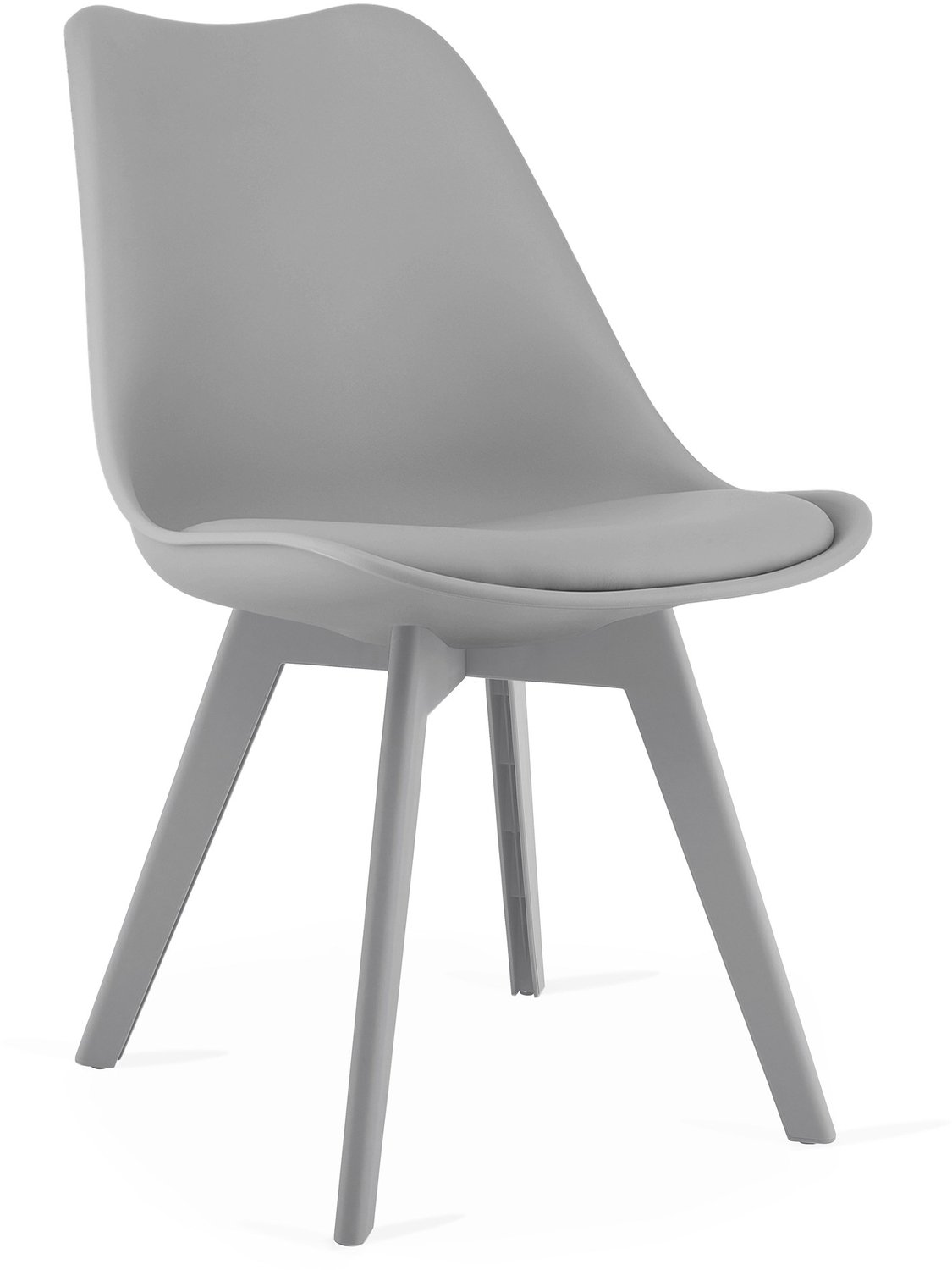 LEOBERT MARK Eetkamerstoel – Grijs Kunststof met Kunstleren Zitkussen – Kunststof Poten – Comfortabele Zitting – Modern Design – Moderne Stoel voor Eettafel, Keuken en Eetkamer