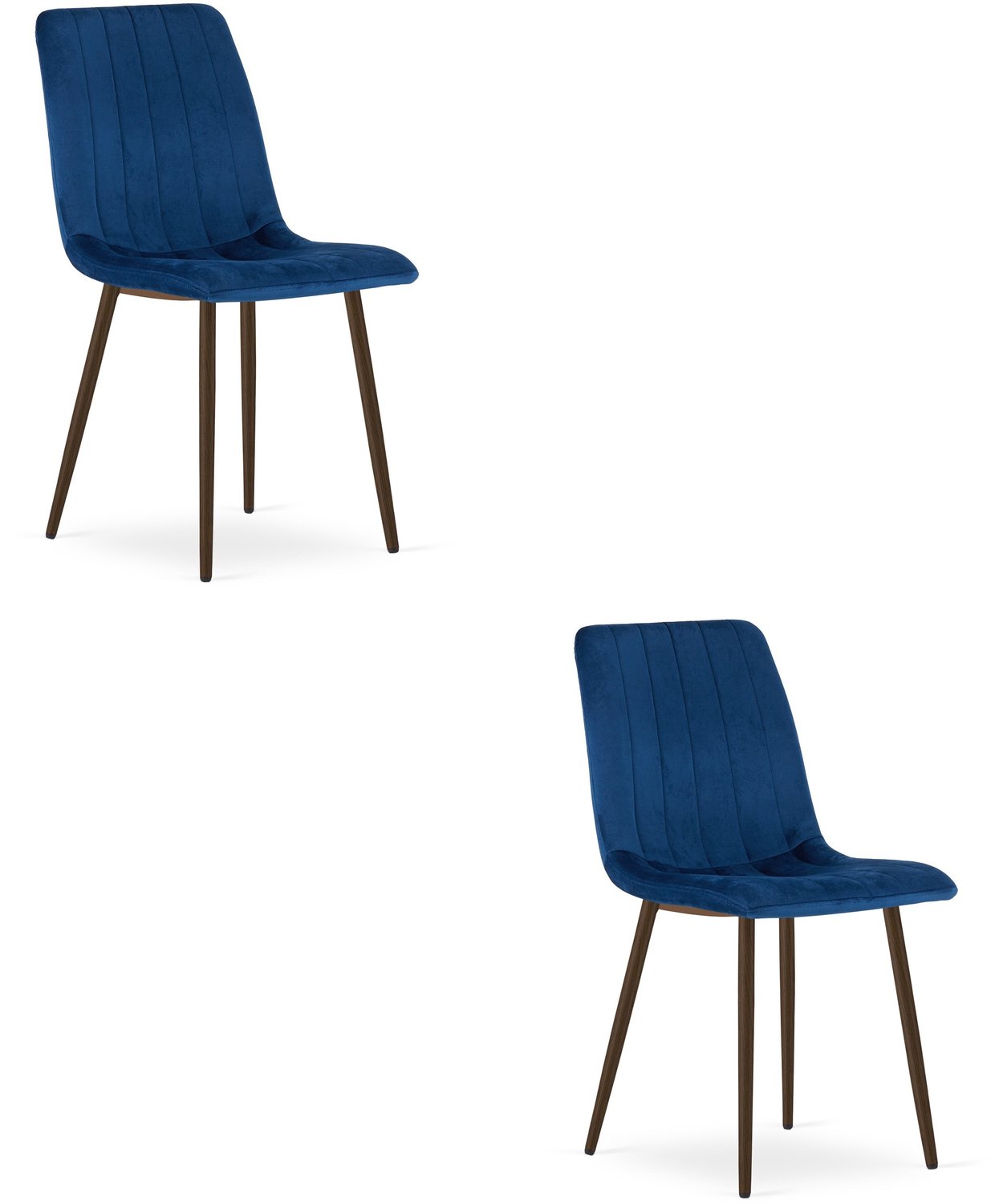 Oskar LAVA Eetkamerstoelen – Set van 2 – Marineblauw Velvet – Walnootkleurige Houten Poten – Comfortabele Gestoffeerde Zitting – Modern Design – Velvet Stoel voor Woonkamer, Keuken en Eetkamer – Max. 110 kg per Stoel