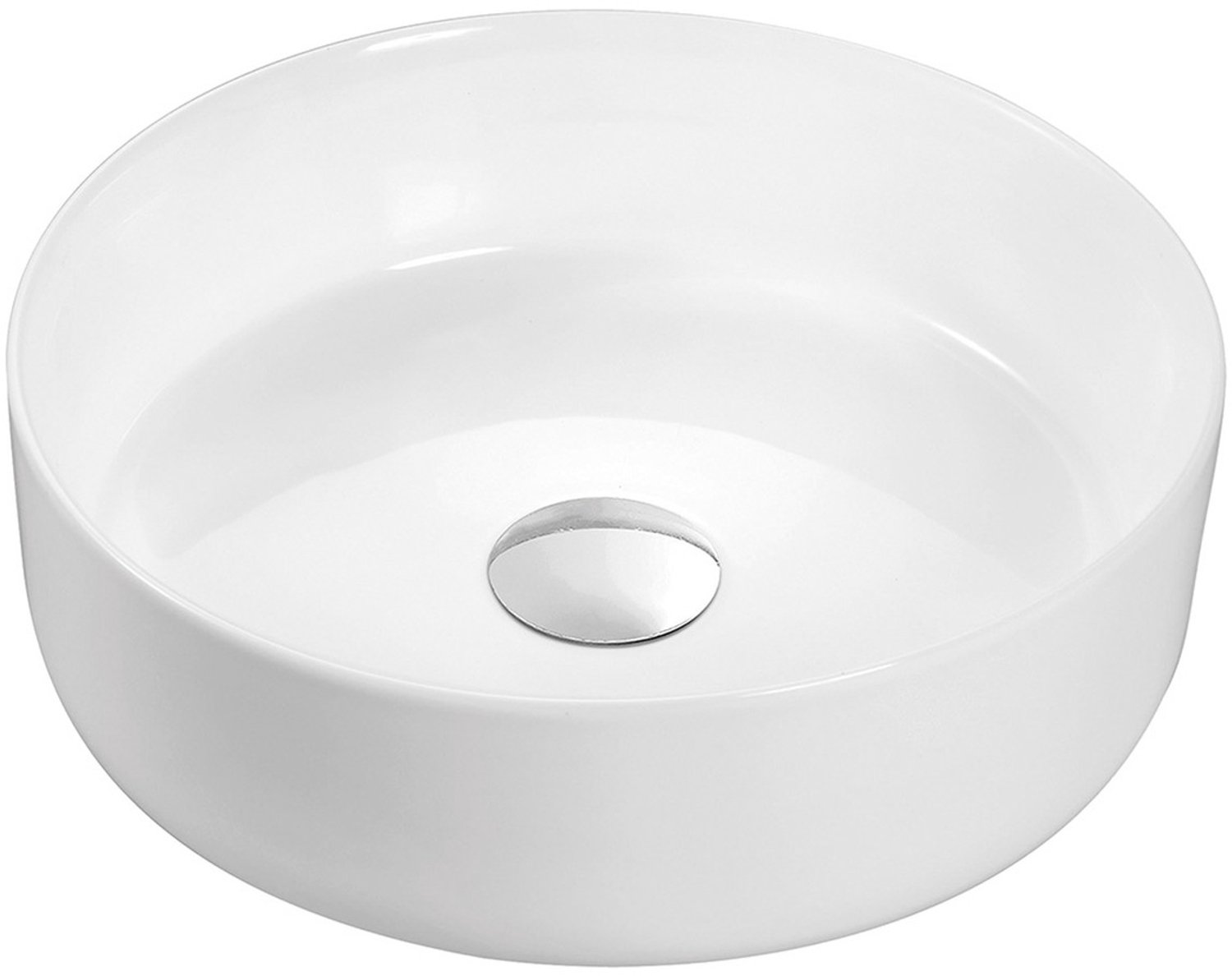Differnz Waskom Mira - Rond Model - Keramiek - Afmetingen Ø 35.5 x 12 cm - Kleur Wit - Wasbak Geschikt voor Badkamer of Toilet - Inclusief Kartonnen Verpakking - 2 Jaar Garantie