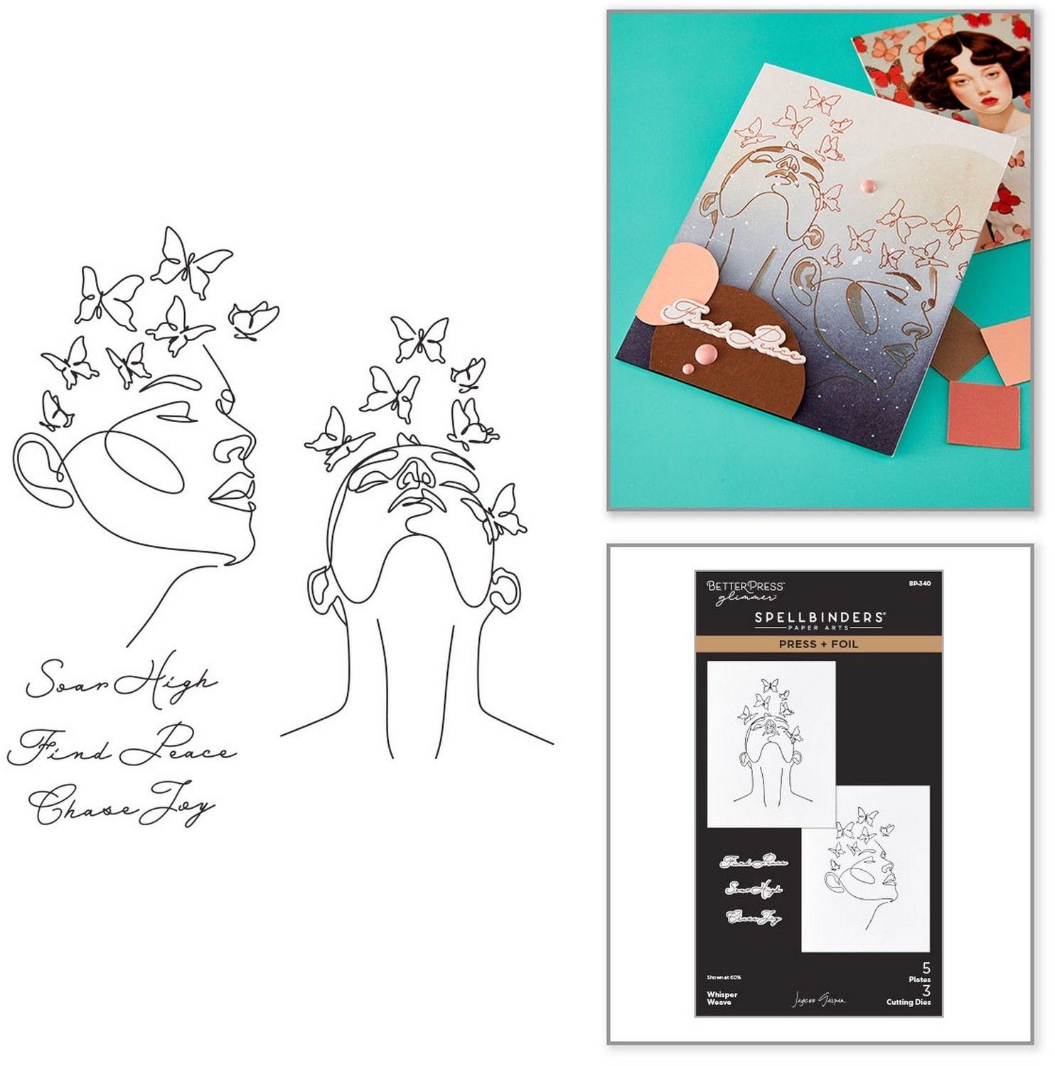 Spellbinders Press & Foil Plate & Die - Whisper Weave - 8 st.