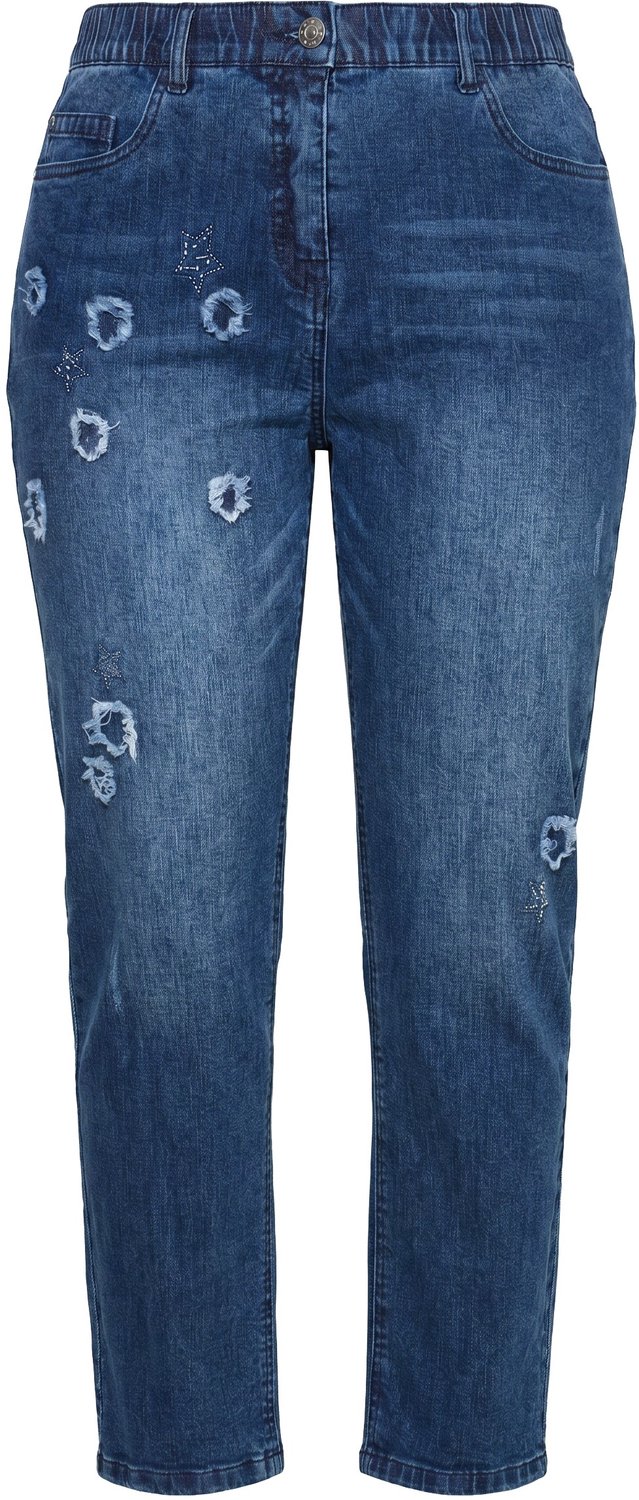 Ulla Popken - Dames - Jeans mom fit 5-pocket-model stretch - Blauw denim - Maat 52