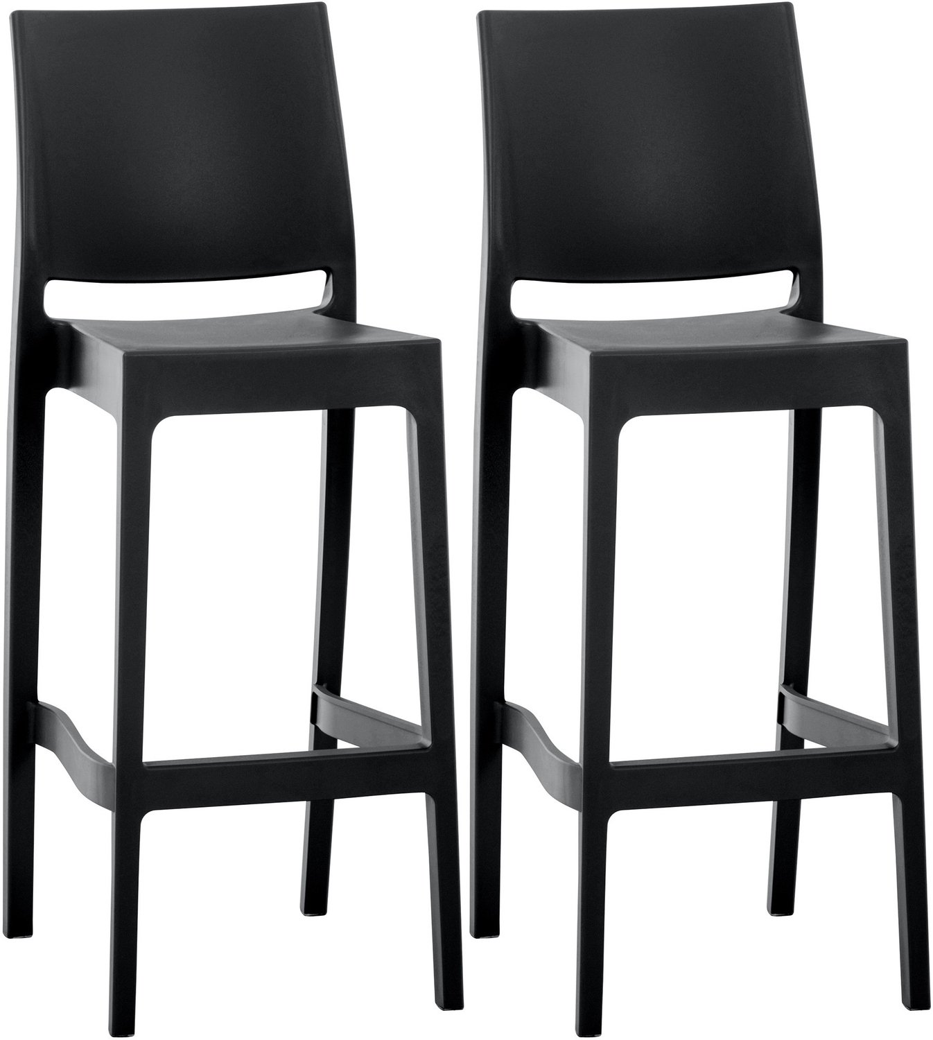 CLP Maya Set van 2 barkrukken - Kunststof - zwart/zwart