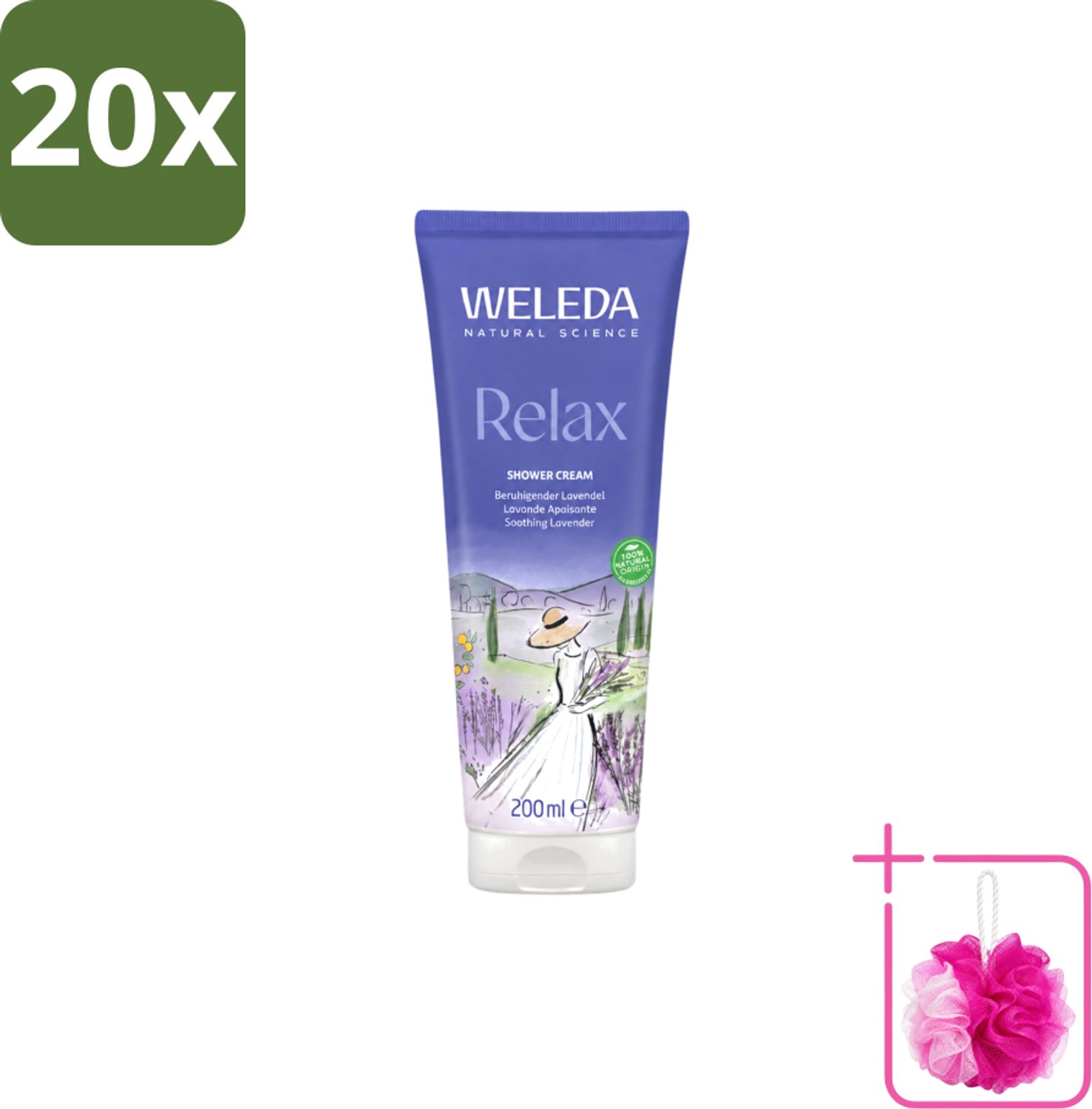 20 x WELEDA - Douchecrème Aroma Shower Relax - 200 ml - Bulkverpakking - Douchecrème - Douchemop - Ontspanning