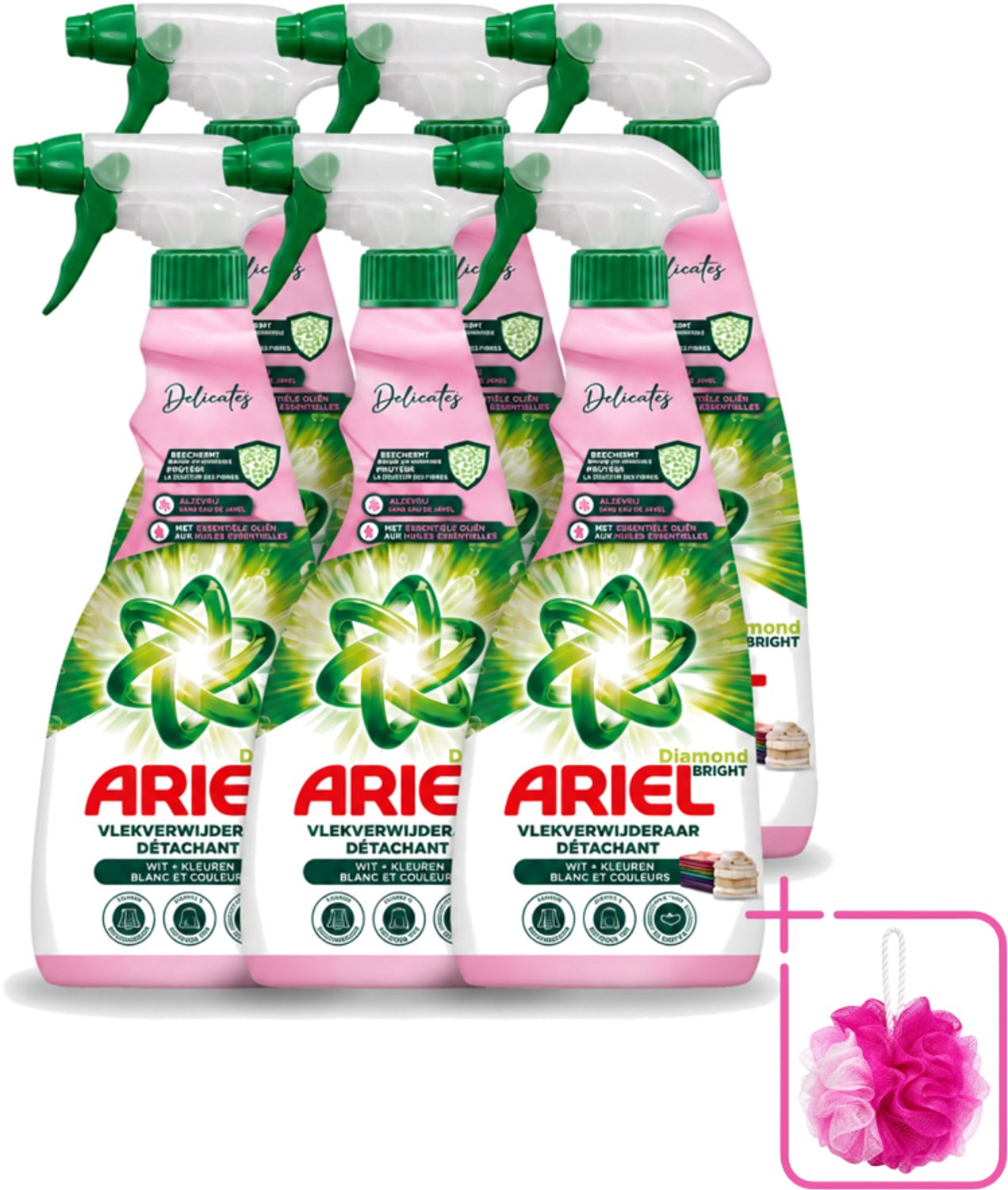 6 x Ariel - Vlekkenverwijderaar - Delicate & Wool Spray - 750 ml - Bulkverpakking - Vlekken verwijderen - Douchemop - Delicate stoffen reinigen